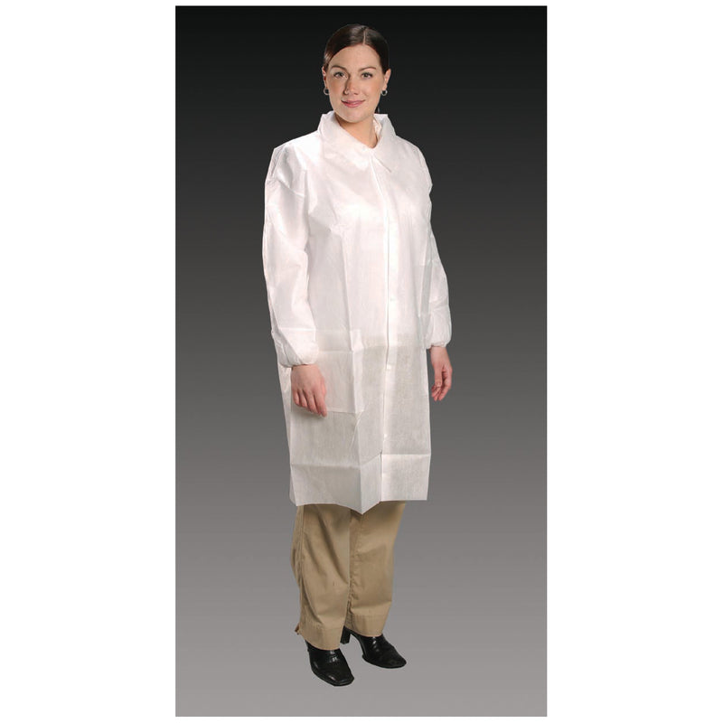 LAB COAT, SMALL, WHITE, TAPERED COLLAR, ELASTIC WRIST, 30/CS, SOLD AS CASE ALPHA 8