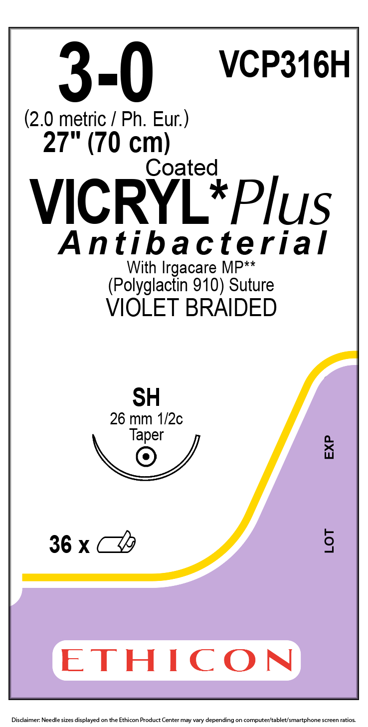 SUTURE, TAPER POINT, SIZE 3-0, 27", VIOLET BRAIDED, NEEDLE SH, ½ CIRCLE, 3 DZ/BX, SOLD AS BOX ETHICON 243