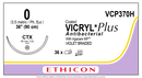 SUTURE, TAPER POINT, SIZE 0, 27", VIOLET BRAIDED, NEEDLE CTX, ½ CIRCLE, 3 DZ/BX, SOLD AS BOX ETHICON 243