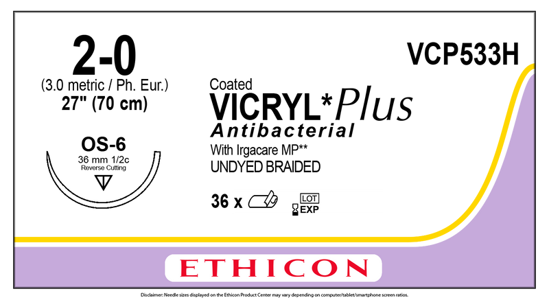 SUTURE, REVERSE CUTTING, SIZE 2-0, 27", UNDYED BRAIDED, NEEDLE OS-6, ½ CIRCLE, 3 DZ/BX, SOLD AS BOX ETHICON 243
