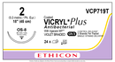 SUTURE, REVERSE CUTTING, SIZE 2, 3-18", VIOLET BRAIDED, NEEDLE OS-8, ½ CIRCLE, 2 DZ/BX, SOLD AS BOX ETHICON 243