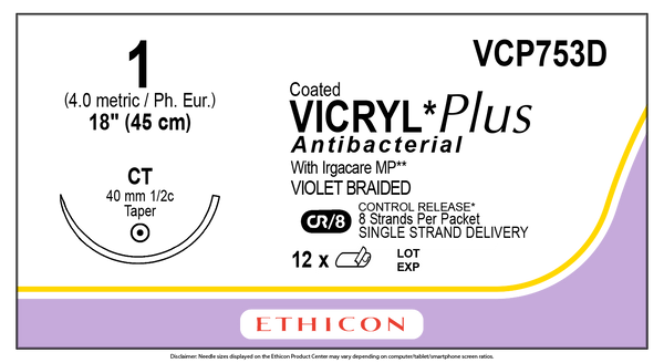 ETHICON VICRYL™ PLUS COATED ANTIBACTERIAL SUTURES, SOLD AS BOX ETHICON 243