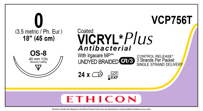 SUTURE, REVERSE CUTTING, SIZE 0, 3-18", UNDYED BRAIDED, NEEDLE OS-8, ½ CIRCLE, 2 DZ/BX, SOLD AS BOX ETHICON 243