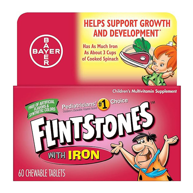 FLINTSTONES CHILDREN'S MULTIVITAMIN + IRON CHEWABLE TABLETS, SOLD AS 1/BOTTLE BAYER 01650059920