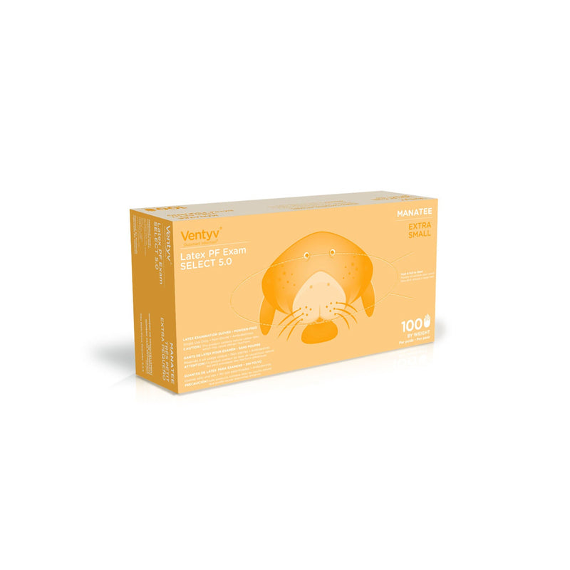 Ventyv Select 5.0 Natural Latex Exam Gloves (Manatee) Glove Exam Latex Nat Wht Xspf 100/Bx 10Bx/Cs -10118103