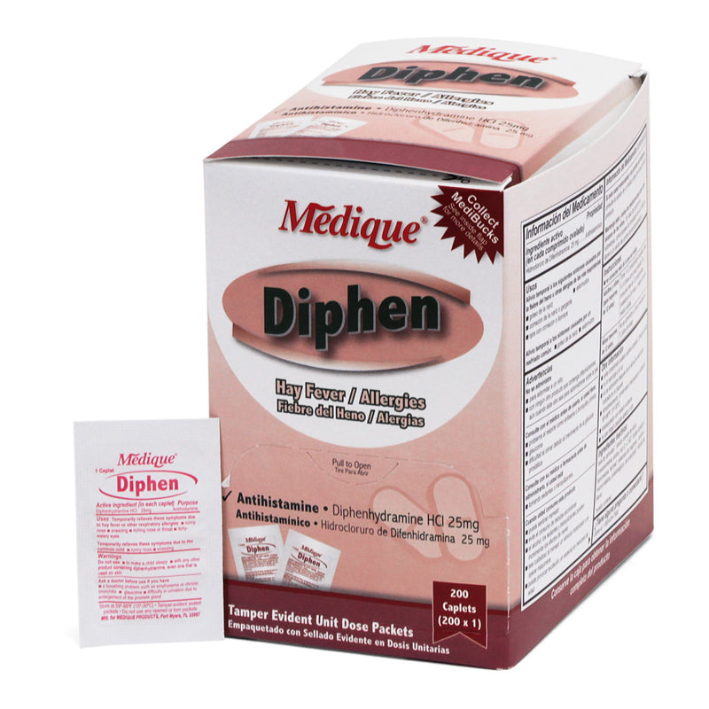 DIPHEN DIPHENHYDRAMINE ALLERGY RELIEF, SOLD AS 200/BOX MEDIQUE 18447