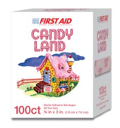 AMERICAN® WHITE CROSS STAT STRIP® CANDY LAND ADHESIVE STRIP, ¾ X 3 INCH, SOLD AS 1200/CASE DUKAL 10850