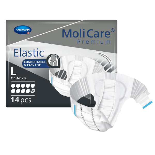 MOLICARE® PREMIUM ELASTIC 10 DROP ABSORBENCY INCONTINENCE BRIEFS, LARGE, SOLD AS 14/PACK HARTMANN 165673