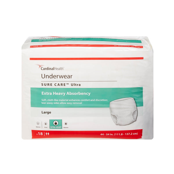 SURE CARE™ ULTRA EXTRA HEAVY ABSORBENT UNDERWEAR, LARGE, SOLD AS 72/CASE CARDINAL 1445