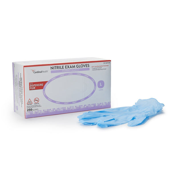 FLEXAL™ COMFORT NITRILE EXAM GLOVE, LARGE, BLUE, SOLD AS 250/BOX CARDINAL 88FS04L