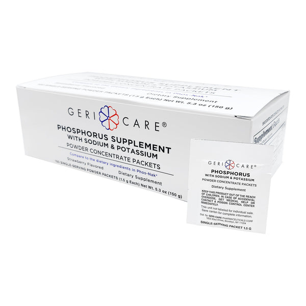 GERI-CARE PHOSPHORUS SUPPLEMENT POWDER WITH ELECTROLYTES, STRAWBERRY FLAVOR, SOLD AS 100/PACK GERI-CARE 844-01-GCP