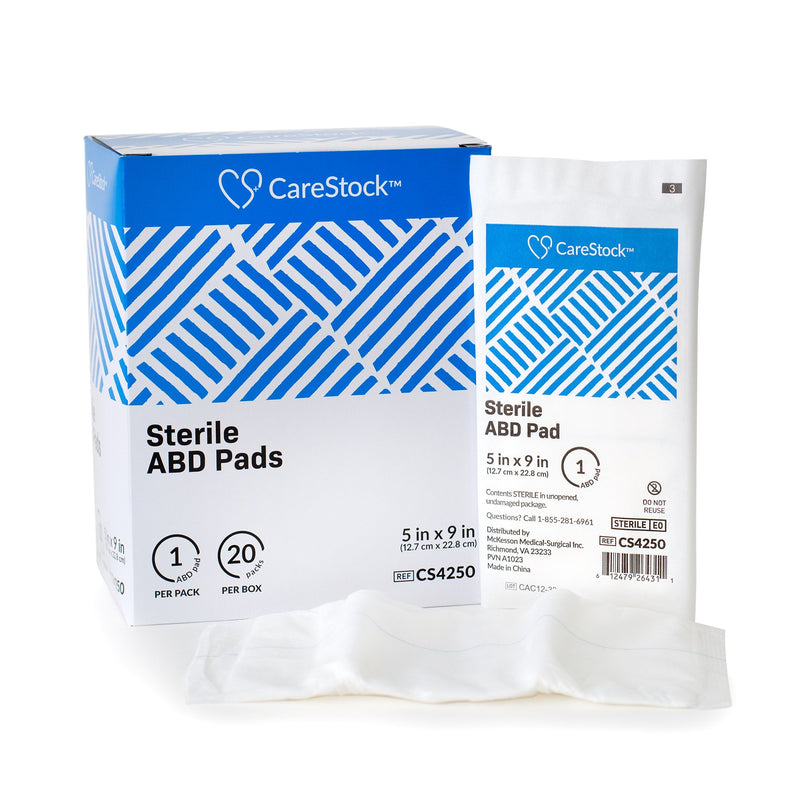 CARESTOCK™ STERILE ABDOMINAL PAD, 5 X 9 INCH – NONWOVEN CELLULOSE ABD PADS, SOLD AS 400/CASE CARESTOCK CS4250