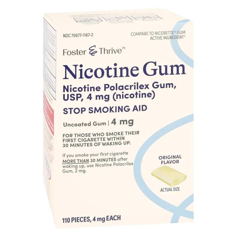 FOSTER & THRIVE™ NICOTINE POLACRILEX 4 MG (NICOTINE) GUM, ORIGINAL FLAVOR, SOLD AS 110/PACK MCKESSON 70677116702