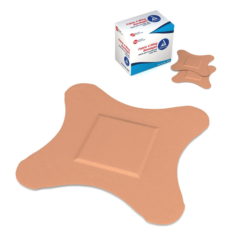 DYNAREX® 4-WING TAN ADHESIVE STRIP, 3 X 3 INCH, SOLD AS 50/BOX DYNAREX 3620