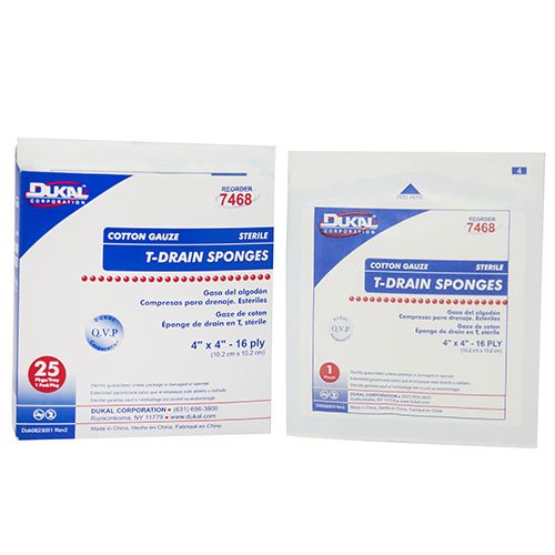 DUKAL DRAIN SPONGE, 16-PLY, SOLD AS 12/CASE DUKAL 7468