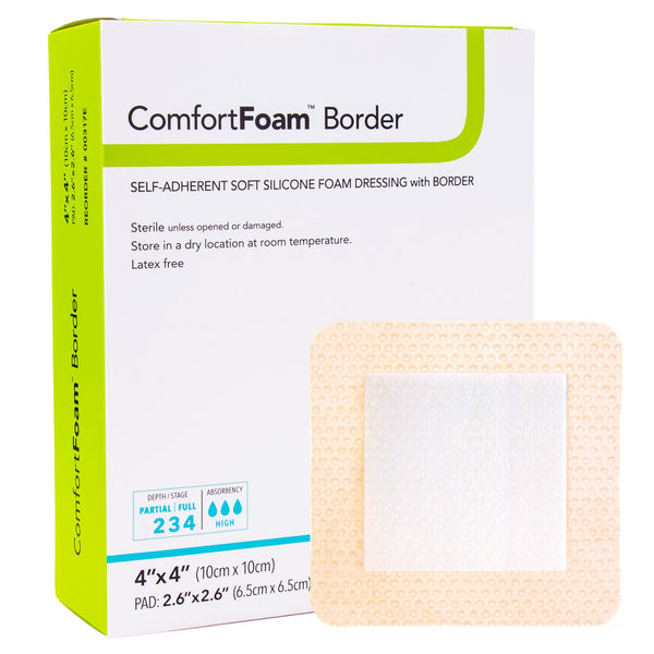 COMFORTFOAM™ BORDER SILICONE FOAM DRESSING, 4 X 4 INCH, SOLD AS 10/BOX DERMARITE 00317E