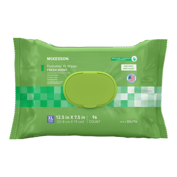 MCKESSON FLUSHABLE* WET WIPES XL - SCENTED, 96 WET WIPES PER PACK, SOLD AS 576/CASE MCKESSON DXLF96