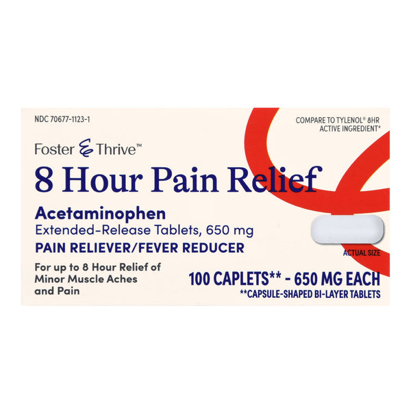 FOSTER & THRIVE™ 8 HOUR PAIN RELIEF ACETAMINOPHEN 650 MG CAPLETS, SOLD AS 1/BOTTLE MCKESSON 70677112301
