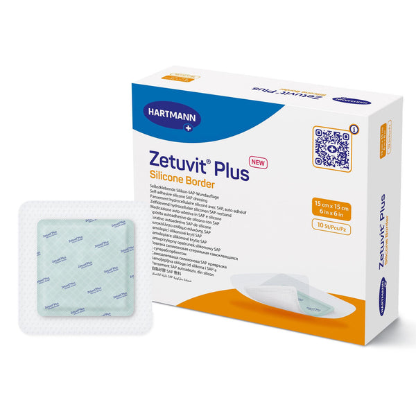 ZETUVIT® PLUS SILICONE BORDER SUPER ABSORBENT DRESSING, 6 X 6 INCH, SOLD AS 1/EACH HARTMANN 413903