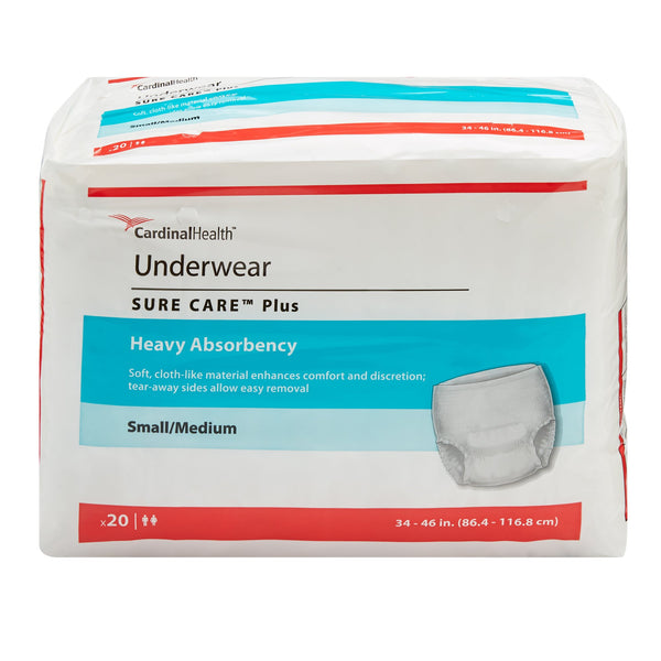 SURE CARE™ PLUS HEAVY ABSORBENT UNDERWEAR, MEDIUM, SOLD AS 80/CASE CARDINAL 1605