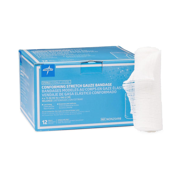 MEDLINE STERILE CONFORMING BANDAGE, 4 INCH X 4-1/10 YARD, SOLD AS 12/BOX MEDLINE NON25498