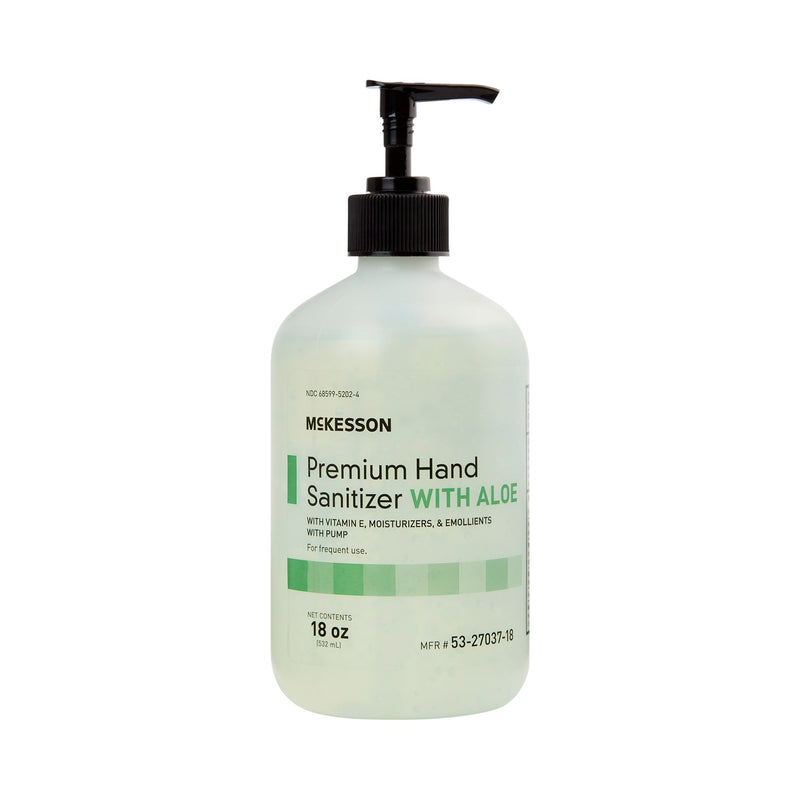 MCKESSON PREMIUM HAND SANITIZER WITH ALOE, 18 OZ, GEL, PUMP BOTTLE, SOLD AS 12/CASE MCKESSON 53-27037-18