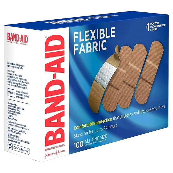 BAND-AID® FLEXIBLE FABRIC TAN ADHESIVE STRIP, 1 X 3 INCH, SOLD AS 100/BOX JOHNSON 100444400