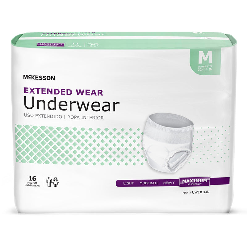 MCKESSON EXTENDED WEAR MAXIMUM ABSORBENCY UNDERWEAR, MEDIUM, SOLD AS 16/BAG MCKESSON UWEXTMD
