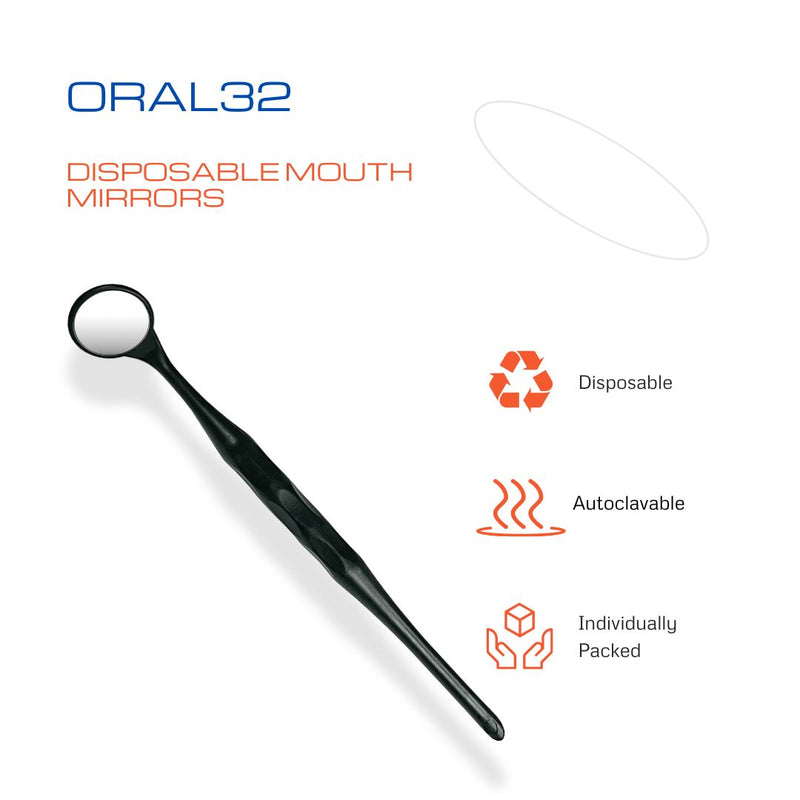 50 Pieces Dental Autoclavable Disposable Mouth Mirror Black -ORAL32 - Osung USA