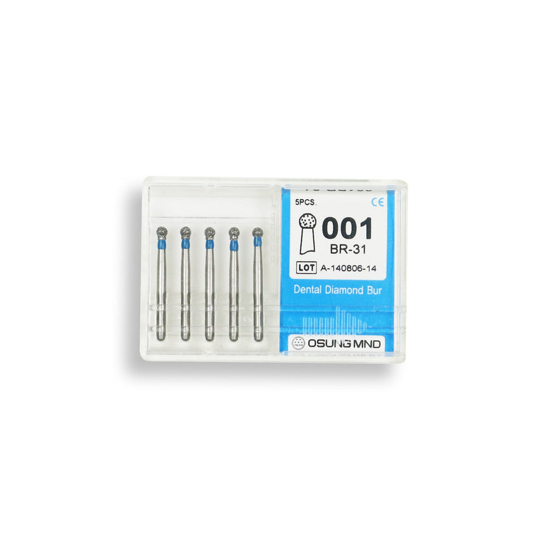 Spherical 1.8 mm Dia. Medium Grit Diamond Bur 5 per pack. 001.18M1