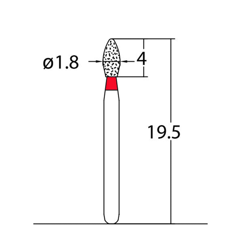 Bud, Slender 1.8 mm Dia. Fine Grit Diamond Bur 5 per pack. 257.18F2