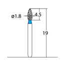 Bud, Slender 1.8 mm Dia. Medium Grit Diamond Bur 5 per pack. 257.18M1