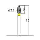 Bud, Slender 2.3 mm Dia. Extra Fine Grit Diamond Bur 5 per pack. 257.23EF1