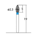 Bud, Slender 2.3 mm Dia. Medium Grit Diamond Bur 5 per pack. 257.23M1