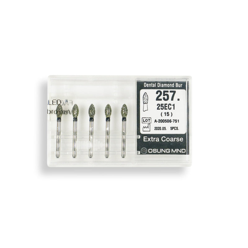 Bud, Slender 2.5 mm Dia. Extra Coarse Grit Diamond Bur 5 per pack. 257.25EC1