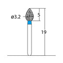Bud, Slender 3.2 mm Dia. Medium Grit Diamond Bur 5 per pack. 257.32M1