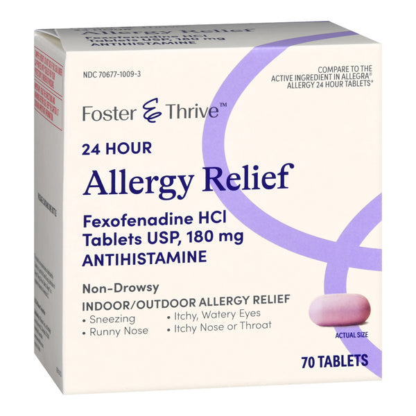 FOSTER & THRIVE™ 24 HOUR ALLERGY RELIEF FEXOFENADINE HCL USP 180 MG TABLETS, SOLD AS 1/BOTTLE MCKESSON 70677100903