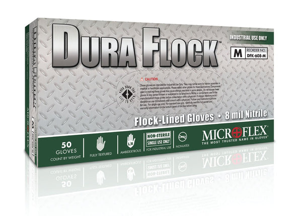 DURA FLOCK™ FLOCK LINED GLOVE, SOLD AS 500/CASE MICROFLEX DFK-608-L