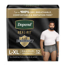 DEPEND® REAL FIT® UNDERWEAR FOR MEN, LARGE/X-LARGE, SOLD AS 24/CASE KIMBERLY 55427