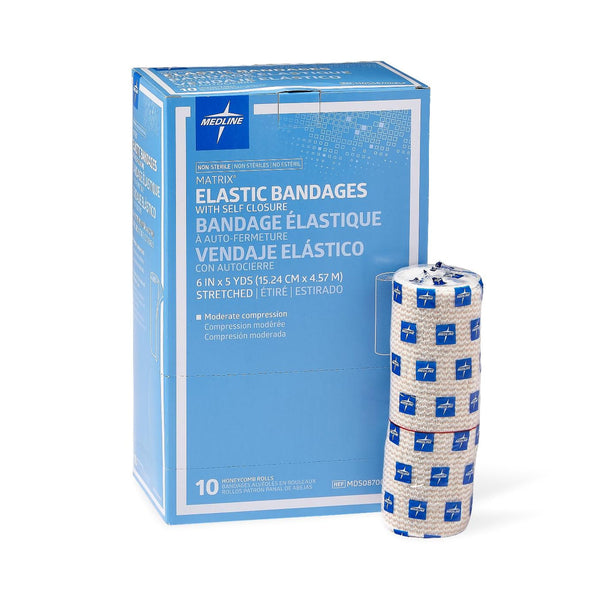 MATRIX DOUBLE HOOK AND LOOP CLOSURE ELASTIC BANDAGE, 6 INCH X 5 YARD, SOLD AS 50/CASE MEDLINE MDS087006LF