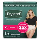 DEPEND® FRESH PROTECTION™ WOMEN'S MAXIMUM ABSORBENCY UNDERWEAR, X-LARGE, SOLD AS 30/CASE KIMBERLY 43586