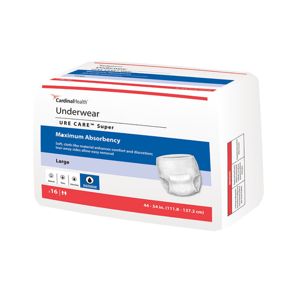 SURE CARE SUPER PROTECTIVE INCONTINENCE UNDERWEAR MAXIMUM ABSORBENCY, LARGE, SOLD AS 16/PACK CARDINAL 1215