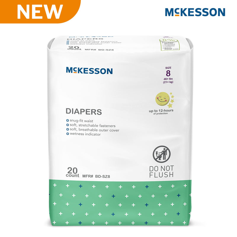 MCKESSON YOUTH DIAPER / INCONTINENCE BRIEF FOR CHILDREN WEIGHING 46 LBS. OR MORE, SOLD AS 20/BAG MCKESSON BD-SZ8