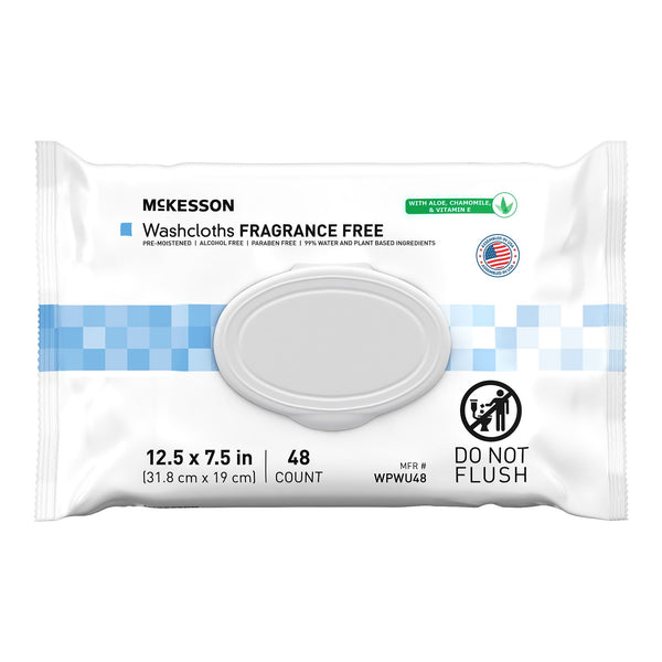 MCKESSON FRAGRANCE FREE WASHCLOTHS, 48 CT., SOLD AS 576/CASE MCKESSON WPWU48