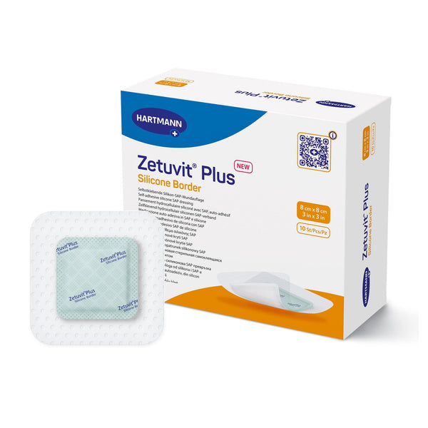 ZETUVIT® PLUS SILICONE BORDER SUPER ABSORBENT DRESSING, 3 X 3 INCH, SOLD AS 10/BOX HARTMANN 413900
