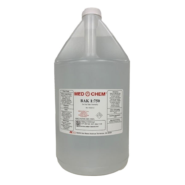 BAK 1:750 BENZALKONIUM CHLORIDE ANTISEPTIC, 1-GALLON BOTTLE, SOLD AS 1/GALLON MEDICAL 1451B-1GL