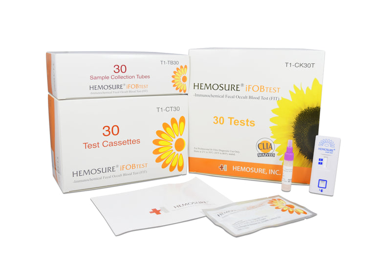 HEMOSURE® FECAL OCCULT BLOOD (IFOB OR FIT) COLORECTAL CANCER SCREENING TEST KIT, SOLD AS 1/BOX HEMOSURE T1-CK30T