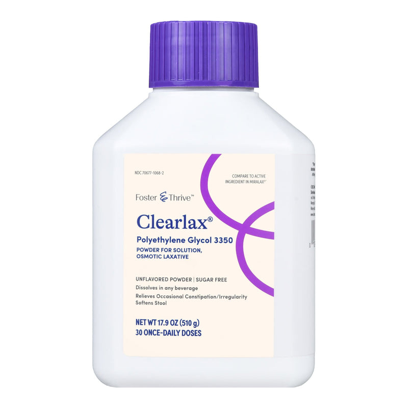 FOSTER & THRIVE™ CLEARLAX POLYETHYLENE GLYCOL 3350 POWDER FOR SOLUTION, SOLD AS 1/BOTTLE MCKESSON 70677106802