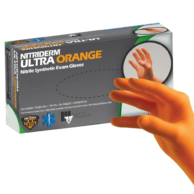 NitriDerm® Ultra Orange™ Nitrile Exam Glove, Large, Orange