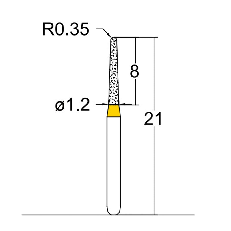 Conical, Dome End 1.2 mm Dia. Extra Fine Grit Diamond Bur 5 per pack. 194.12EF1